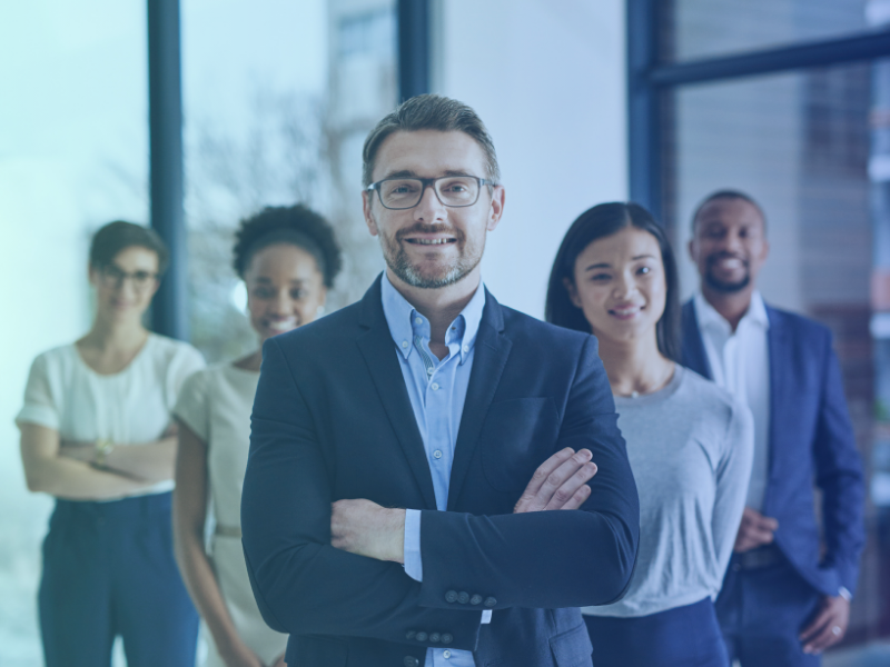 Group of confident people at work