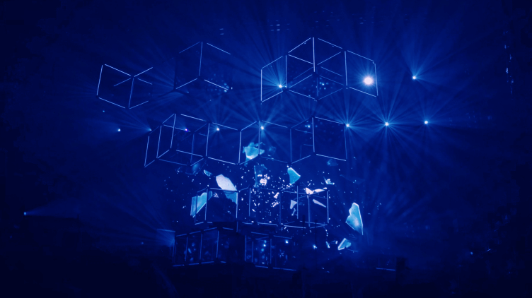 3d cubes with blue background