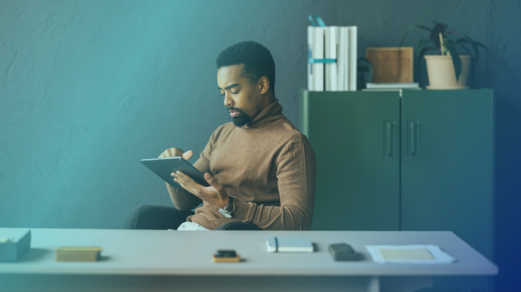 Person checking something on tablet