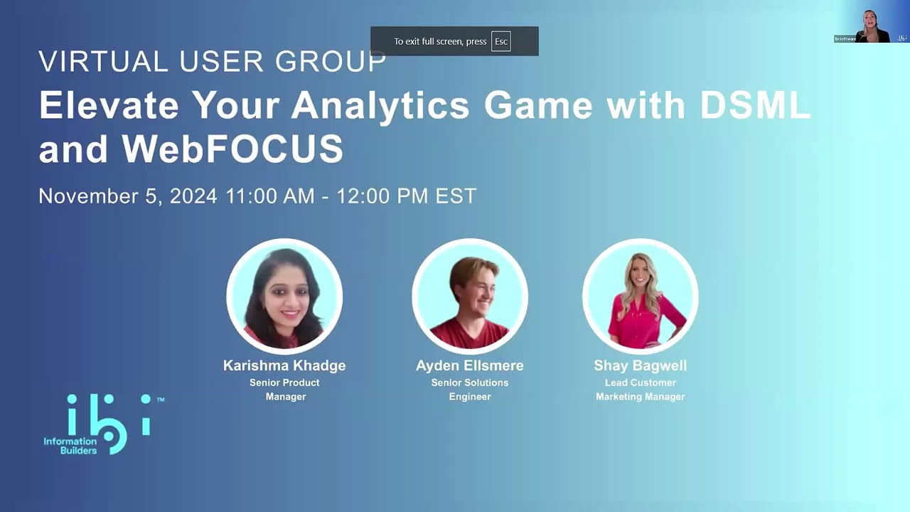2024 Nov VUG: Elevate your Analytics Game with DSML and ibi WebFOCUS
